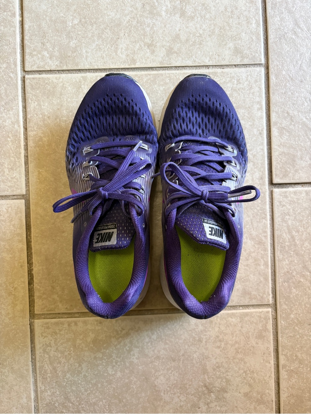 Nike Women’s Purple Air Zoom Running Shoes. 8.5